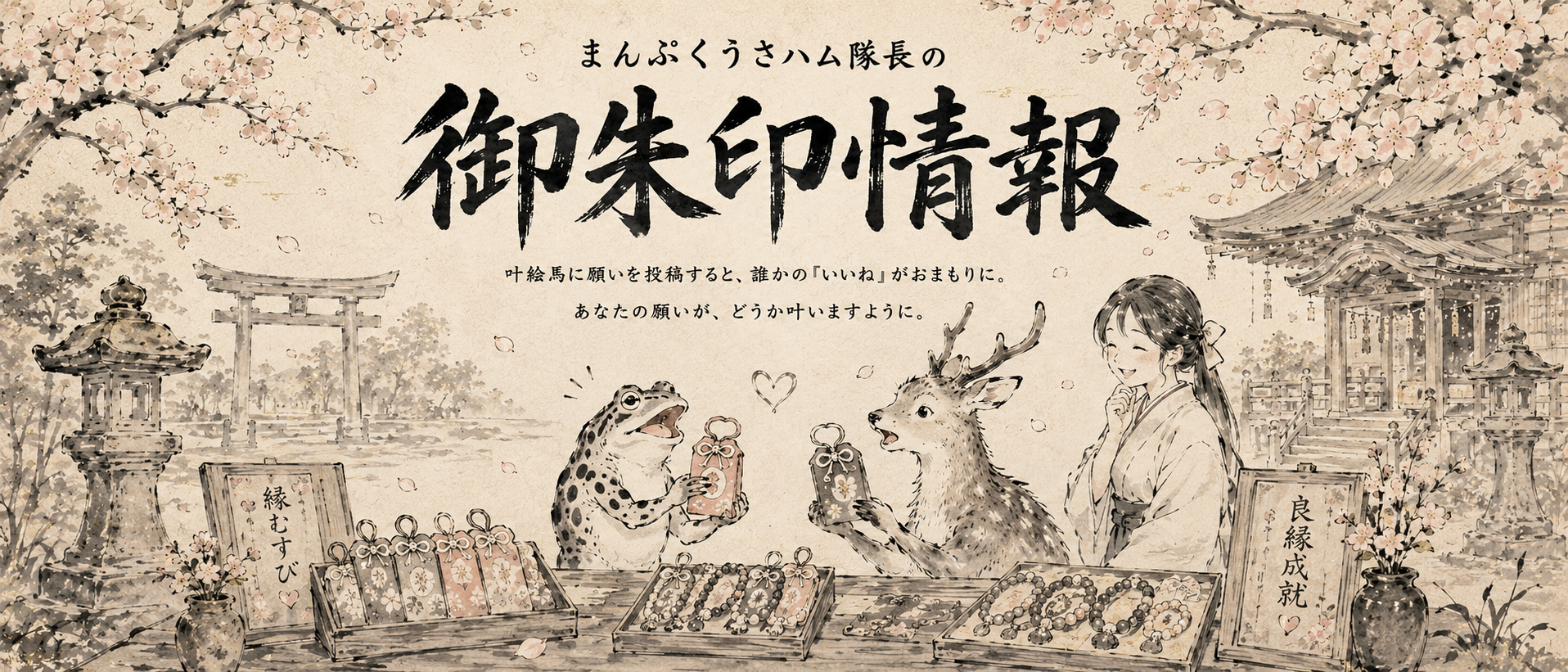 まんぷくうさハム神社の開運ヘッダー